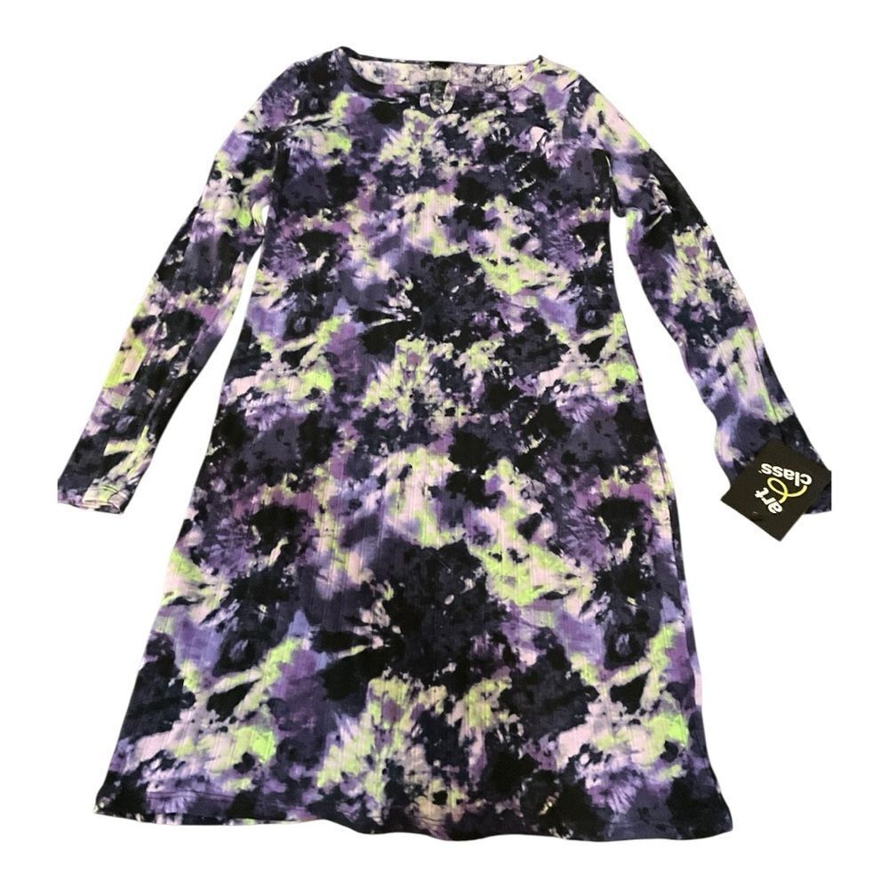 Art Class Vibrant Purple and Black Tie-Dye Dress